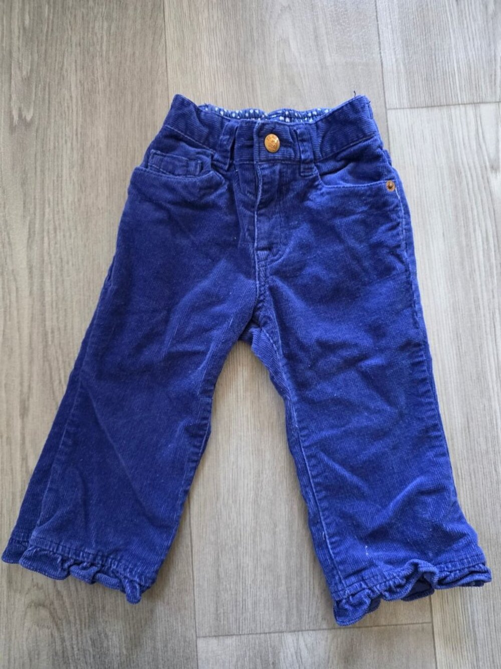 The Childrens Place Toddler Girls Blue Corduroy Pants With Ruffle Hem Size 18 Mo